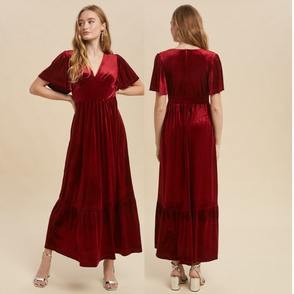 In Loom Red Velvet Dress